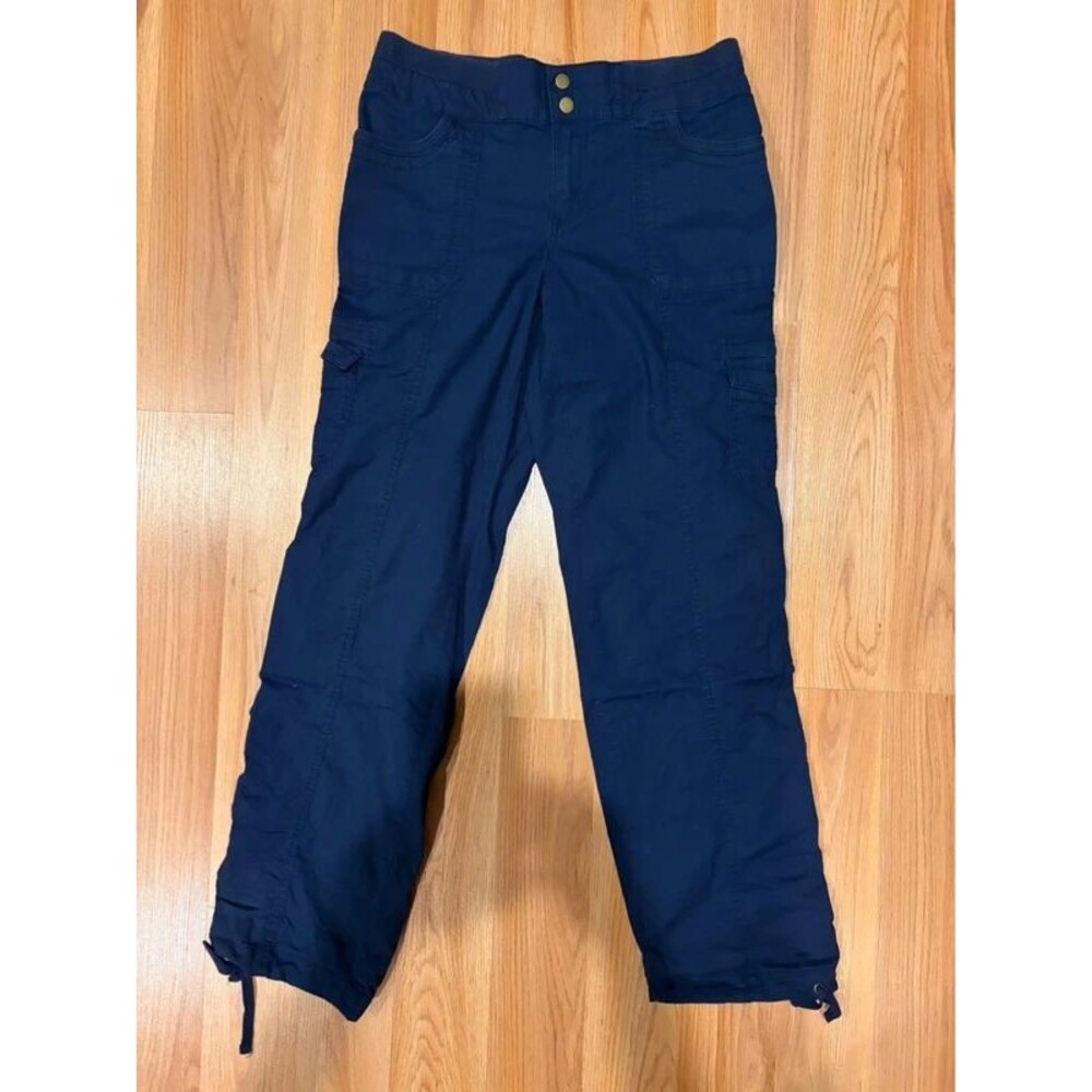 Style & Co Cargo Pants 4 Navy Blue Utility Drawstring Hem Hiking Gorpcore